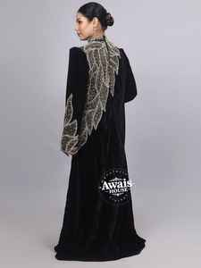 Venta al por mayor AWAIS HOUSE - Conjunto de lujo de 2 piezas para mujer musulmana, modesto, de terciopelo sólido con cuentas, lavable, sencillo, largo hasta el suelo, estilo túnica en línea A - Product Image 3