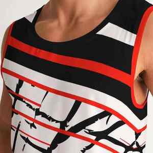 Débardeurs de fitness décontractés pour hommes, personnalisables par sublimation, sans manches, séchage rapide, 100 % polyester, anti-rétrécissement, col rond, été - Product Image 2