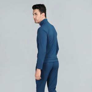 Chándal Azul Marino Personalizado para Hombre, Manga Larga, Informal, para Otoño, con Bolsillos Laterales, Corte Regular, Color Sólido, Cierre de Cremallera Frontal - Product Image 2
