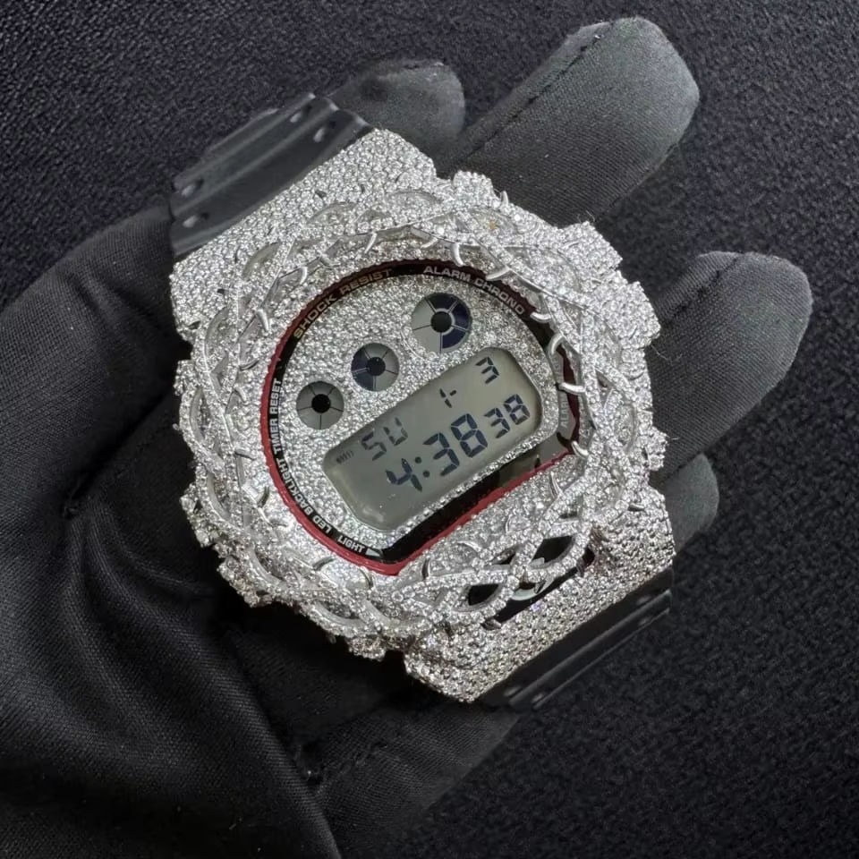 iced out gshock mossinite watch