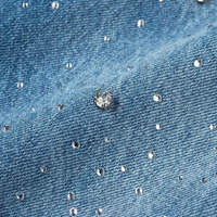 Oferta Caliente: Jeans Vaqueros Anchos Personalizados con Diamantes de Imitación, 100% Algodón, Ecológicos, Moda Urbana, Modelo Casual de Cintura Media