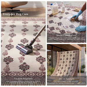 Alfombra Artesanal de Algodón con Diseño Floral Bohemio, Ecológica y Atractiva para Hogares Modernos - Product Image 4