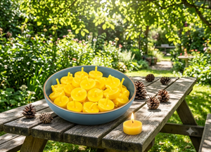 Bougie parfumée ronde flottante artisanale élégante en cire de ghee de vache pur jaune Battis pour la décoration de la maison et les fêtes de mariage - Product Image 3