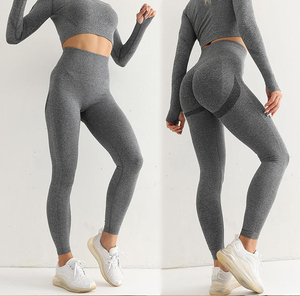 High Waist Solid <b>Pink</b> <b>Yoga</b> Leggings Full Length Seamless Breathable Four-Way Stretch Spandex/Nylon <b>Pants</b> - Product Image 5