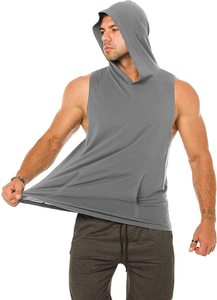 Custom Mens Gym Sleeveless Hoodie Men's Bodybuilding Vest Fitness Sport Hooded Muscle Tank <b>Top</b> - Product Image 5