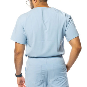 Blusa Médica Azul Claro para Hombre, Cuello en V, Manga Corta, Uniforme de Hospital, Blusa Médica de Algodón y Poliéster para Personal Clínico - Product Image 5