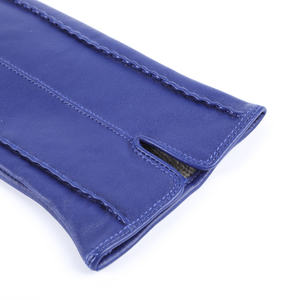 Blue Leather Wrist Length <b>Gloves</b> Thermal Unlined Plain Style Daily Use Winter - Product Image 5