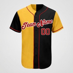 Camiseta de Béisbol Personalizada para Hombre, Amarillo y Negro, con Nombre del Equipo Impreso, Cierre de Botones, Manga Corta, Transpirable, de Poliéster - Product Image 3