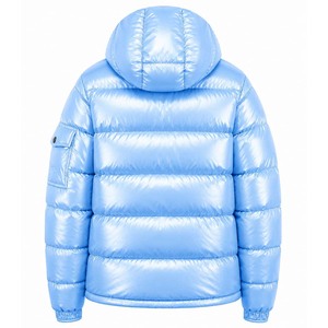 Chaqueta Acolchada Plateada con Capucha para Hombre, Invierno, Casual, Impermeable, Transpirable, Resistente al Viento, Tela de PU, Poliéster/Nailon, Cierre de Cremallera, Corte Regular - Product Image 5