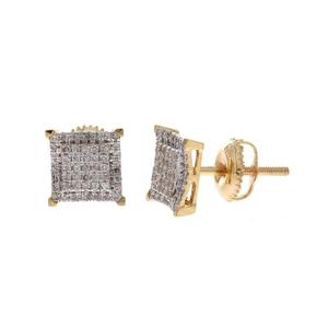 Pendientes de Diamantes Naturales de Corte Redondo de 0.32 Ct, Oro Amarillo de 10k, Joyería Fina para Mujer - Product Image 3