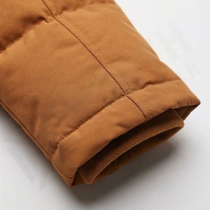 Parka à capuche marron pour homme avec poches, fermeture éclair, décontractée, résistante à l'eau, en toile, épaisseur standard, longueur longue, coupe droite - Product Image 6