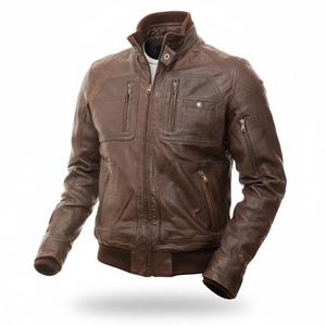 Veste en cuir décontractée pour hommes, logo personnalisé, couleur unie, haute qualité, grandes tailles, en vente - Product Image 1
