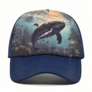 Gorras de béisbol estilo punk al por mayor con estampado en relieve, gorras trucker formales de 5 paneles con corona alta y espalda de malla de espuma - Product Image 3