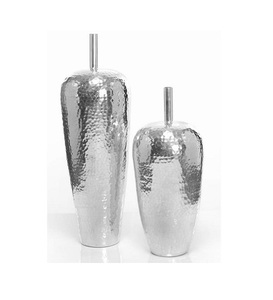 Ensemble de 2 vases géométriques en métal blanc, décoratifs pour table, pour la maison, les mariages, les anniversaires - Product Image 4
