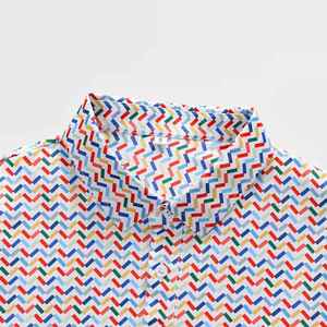 Polo à manches courtes pour homme, motif géométrique, tissu tissé décontracté, design imprimé - Product Image 3