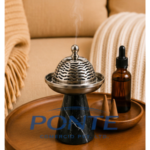 Luxury Natural Marble Incense Burner with Antique Brass Lid Elegant Middle Eastern Oud Bukhoor Holder for Home <b>Decor</b> Meditation - Product Image 4