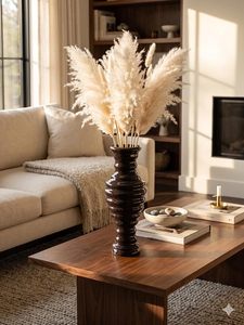 Black Ribbed <b>Ceramic</b> <b>Vase</b> Tall Flower Vessel Decorative Bud <b>vase</b> for Bedroom Living Room Table Decor - Product Image 2
