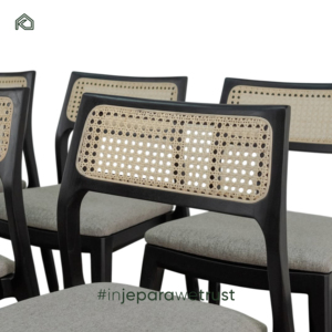 Silla de Comedor Minimalista de Madera de Roble Indonesio Negro para Patio, Silla de Jardín sin Brazos Resistente a la Intemperie, Muebles Contemporáneos para Interiores y Exteriores - Product Image 4