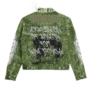 Chaqueta Vaquera Personalizada con Cierre, Estilo Vintage, Lavada al Ácido, 100% Algodón, Transpirable, Resistente al Viento, con Bordados y Parches para Hombre - Product Image 3