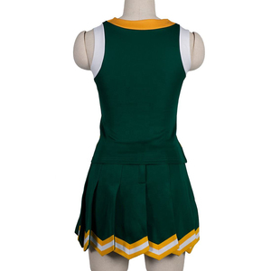 Robe de cheerleading bleue avec pompons et nœud pour cheveux, pour les spectacles des équipes de cheerleading, uniformes féminins avec design de logo personnalisé. - Product Image 5