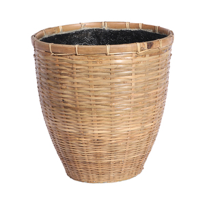 Pots de fleurs coniques en bambou du Vietnam et jardinières écologiques avec doublure en ciment unique-Décoration intérieure de bougeoir de Noël - Product Image 3