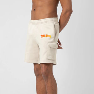 Shorts homme 100% coton de haute qualité, logo imprimé sur mesure, couleur unie, anti-plis, avec poches latérales, confortables. - Product Image 1