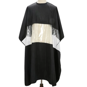 Capes de coiffure jetables transparentes, antistatiques, imperméables, ajustables à la taille, en tissu pongé, avec logo personnalisé, pour salon de coiffure et barbier - Product Image 1