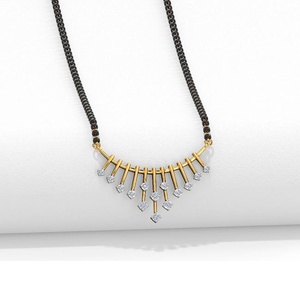 18K Yellow Gold Diamond Pendant Mangalsutra Necklace <b>Emerald</b>-Cut Accents Elegant Milestone Gift - Product Image 4