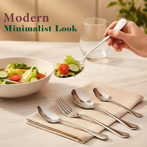 Premium Stainless Steel Mirrored Fork <b>Knife</b> Spoon Flatware Cutlery Kitchen Eating Tableware Dishwasher Safe for Home Restaurant - Product Image 1