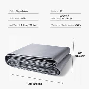 20x30 ft Heavy Duty Waterproof 10 Mil Poly <b>Tarp</b> Cover UV Temperature Resistant Multi-Purpose Tear Resistant for Outdoor Use - Product Image 5