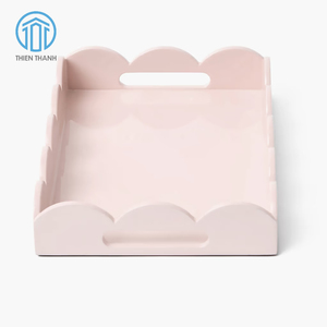 Plateau en MDF laqué fait main, plateau de service rose de luxe, plateau décoratif en bois personnalisé pour hôtel, maison, fournisseur en gros, OEM, ODM - Product Image 2