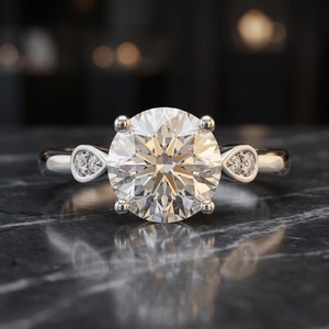 Anillo Halo de Oro Blanco con Moissanita Redonda |   Joyería Fina Sofisticada para Mujer, para Bodas, Compromisos, Fiestas y Ocasiones Especiales - Product Image 3