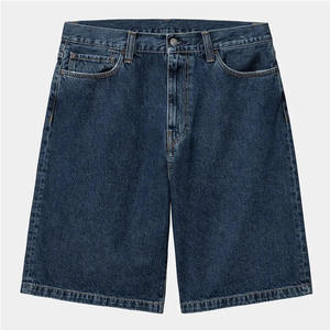 <b>Men's</b> High Waist Denim Bermuda Shorts Button Fly Solid Color Casual Style Washed Cotton Fabric - Product Image 1