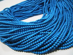 5 CUADROS DE CORDÓN - Cuentas de Turquesa Sintética / Cuentas de Turquesa Redondas Lisas / Tamaño 2mm / Se venden por Hilo de 13 a 14 pulgadas de largo - Product Image 3