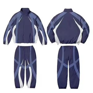 Wholesale Price Men Jogging Tracksuit Plain Poly Color Block Windbreaker Collar Jacket Zipper <b>Upper</b> Athletics Wear - Product Image 4