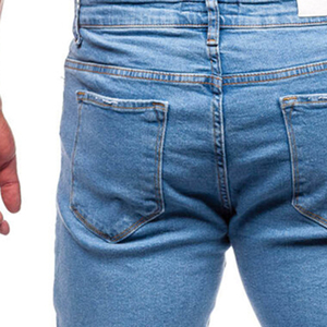 Pantalones Vaqueros de Mezclilla para Hombre, Material de Algodón, Corte Ajustado, Elásticos, Casuales, Azules, Venta al por Mayor, Logotipo Personalizado, Servicio OEM, Ropa Masculina de Verano - Product Image 6