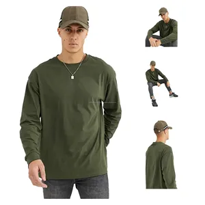 Round neck collar Full sleeve 100% polyester/cotton made cheap price men T shirts