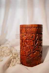 Jarrón Decorativo de Madera y Bambú con Tallado Floral, Ecológico, para Sala de Estar, Oficina, Cocina, Decoración para Bodas y Hogar - Product Image 2