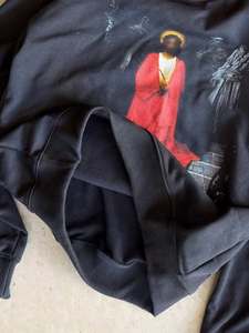 Sweat à capuche personnalisé noir avec impression graphique, en coton épais, style streetwear, coupe oversize, OEM, marque privée, sweats vintage - Product Image 2