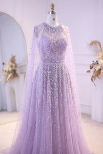 Exquisito Vestido de Noche de Tul con Bordado 2026, Elegante Vestido de Gala con Perlas y Cuentas, Manga Casquillo, Largo hasta el Suelo, para Eventos Formales - Product Image 4