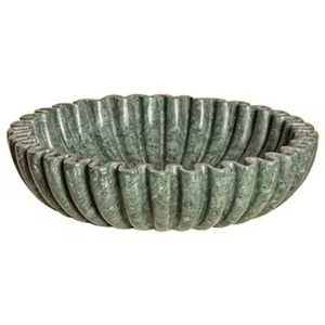 Bol de service en marbre blanc pur de style moderne sur piétement haut, avec base colonne surélevée, récipient en pierre - Product Image 4