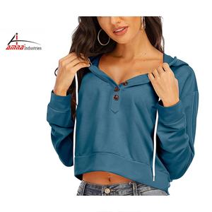 Conjunto de Top corto de 100% poliéster para correr, conjunto de Top corto elástico de calidad prémium para Yoga, deportes con capucha, Top cruzado de barriga para correr - Product Image 1