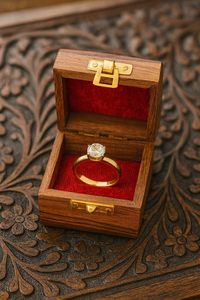 Vintage Wooden Jewelry <b>Box</b> with Red Velvet Interior, Handcrafted Storage Case, Decorative <b>Keepsake</b> Container for Rings - Product Image 1