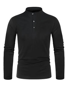 Camisa de Manga Larga con Cuello Henry para Hombre, Camisa Informal Transpirable de Alta Calidad para Otoño y Primavera - Product Image 4