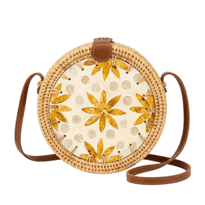 Mini Bolso Tote Redondo de Ratán, Bolso de Ratán Hecho a Mano, Venta al por Mayor Directa de Fábrica, Precios Económicos, Color Personalizable - Product Image 1