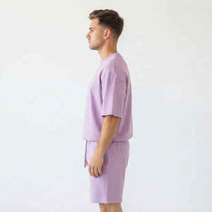 Ensemble survêtement LOGO pour homme : T-shirt et short avec fermeture éclair, ensembles décontractés surdimensionnés en coton et polyester, pull personnalisé pour homme - Product Image 6