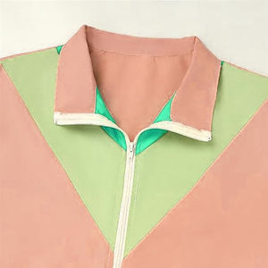 Wholesale <b>Men's</b> Lime <b>Green</b> Color Blocking Windbreaker <b>Suit</b> Set Sporty Knitted Polyester Breathable Turn-down Collar Winter Wear - Product Image 5