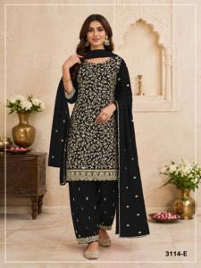 Traje Semi-Solucionado Dhwaja Export Fox Georgette con Bordado y Trabajo de Codificación, Estilo Moderno para Bodas y Fiestas - Product Image 2