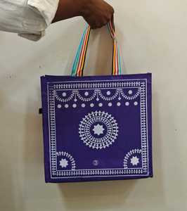 Bolsa Tradicional India de Yute Estampada con Asa, Bolsa de Compras Thamboolam, Regalo Festivo para Bodas, Recuerdo de Inauguración de Casa - Product Image 5