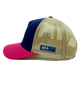 Premium Wholesale <b>Navy</b> Pink Contrast Mesh Trucker <b>Hat</b> Embroidery Logo Adjustable Unisex Outdoor Streetwear Cap Bulk Factory - Product Image 4